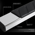 Set of 2 Chrome Running Board Step Bars for Silverado Crew Cab (2019–2022)