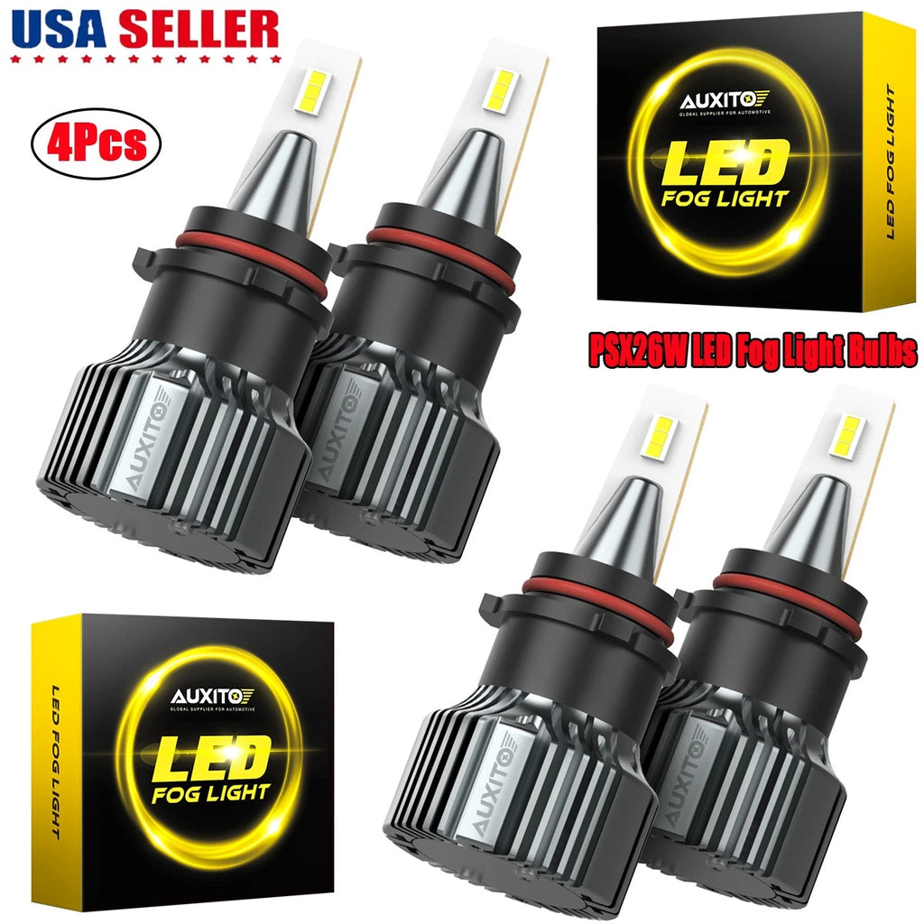 Set of 4 PSX26W 6500K White LED Fog Light Bulbs for Chevy Suburban (2015–2020)