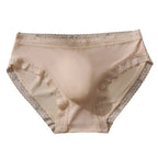 2X Ice Silk Seamless Briefs for Men - Lace Bulge Pouch Design