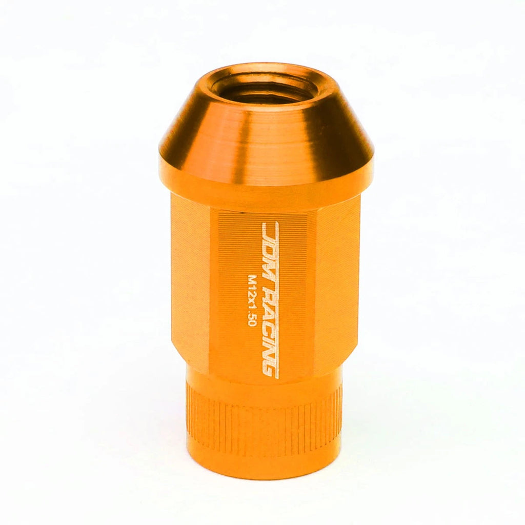 Set of 4 Open End M12x1.5 44mm Tall Orange Aluminum Lug Nuts for JDM Rims