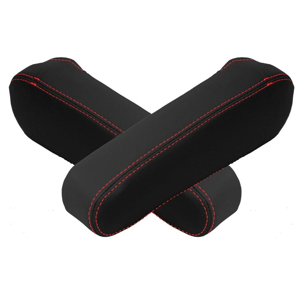 Leather Synthetic Armrest Cover for Honda Element (2005–2011) Black Red Stitch