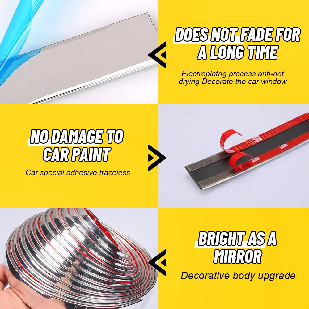 Chrome Trim Molding Strip for Car Door Window Bumper (16ft)