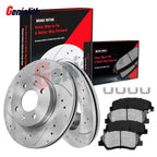 Front Drilled Disc Brake Rotors + Pads for Hyundai Accent Kia Rio (2012–2017)
