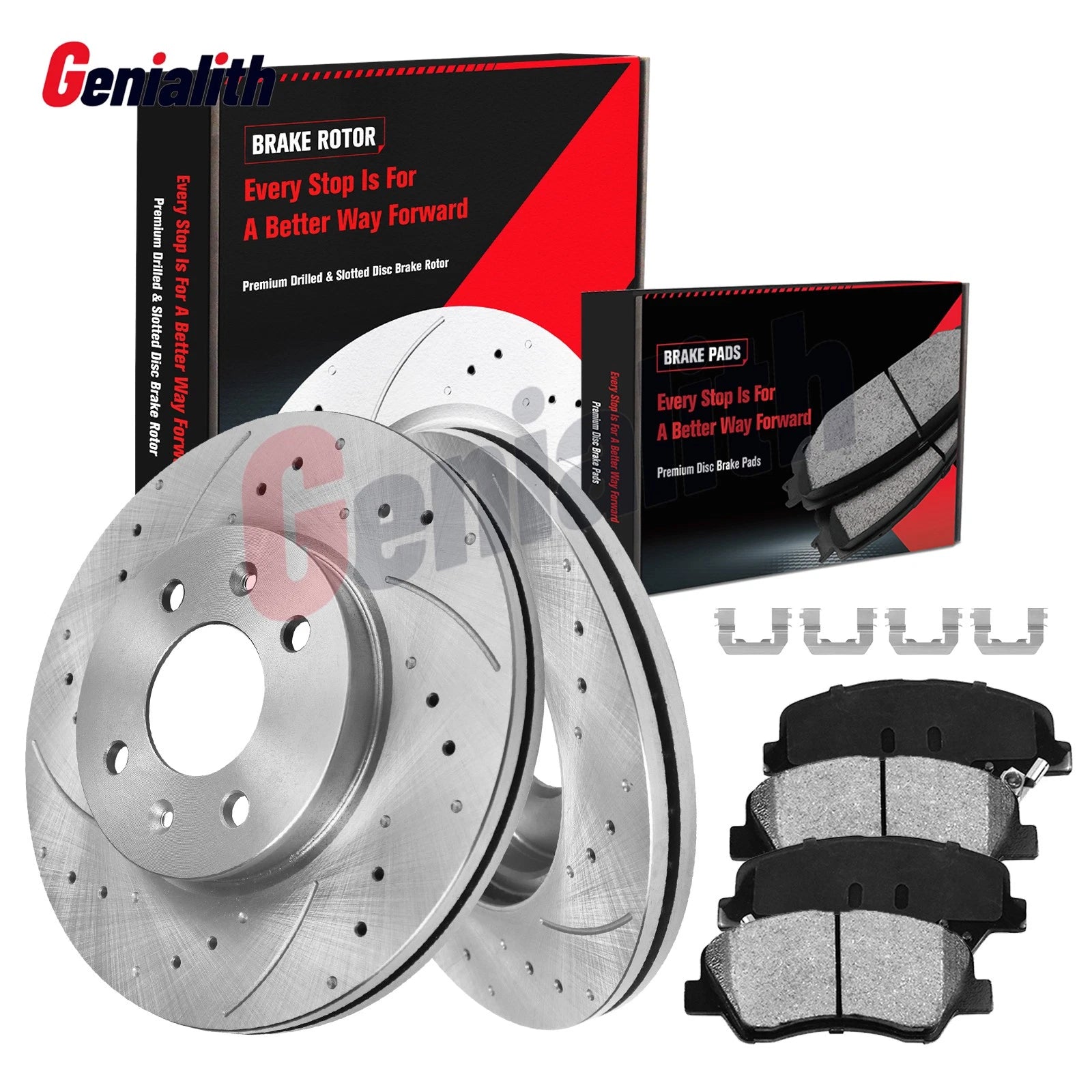 Front Drilled Disc Brake Rotors + Pads for Hyundai Accent Kia Rio (2012–2017)