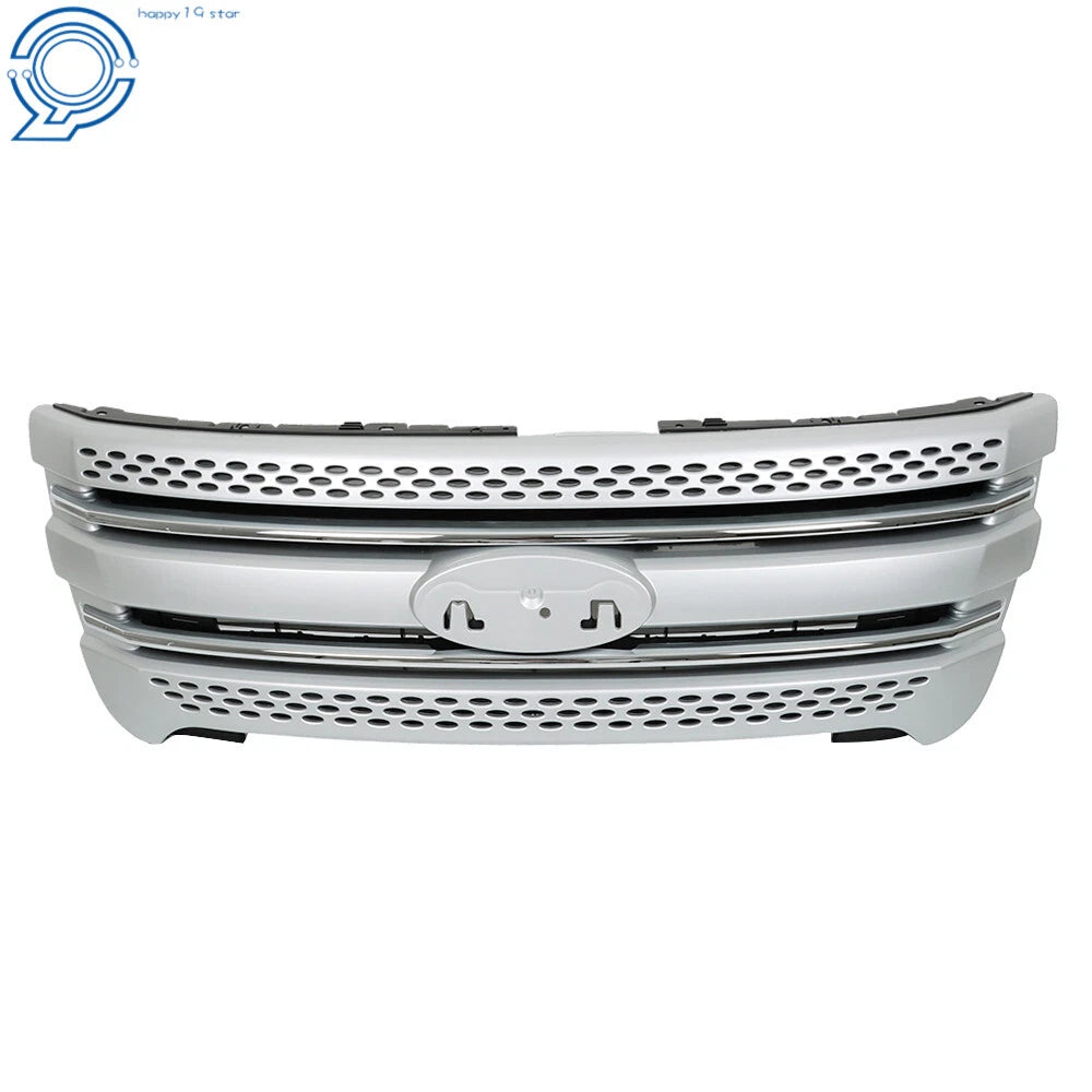 Front Bumper Upper Grille Assembly for Ford Explorer (2011-2015) Silver
