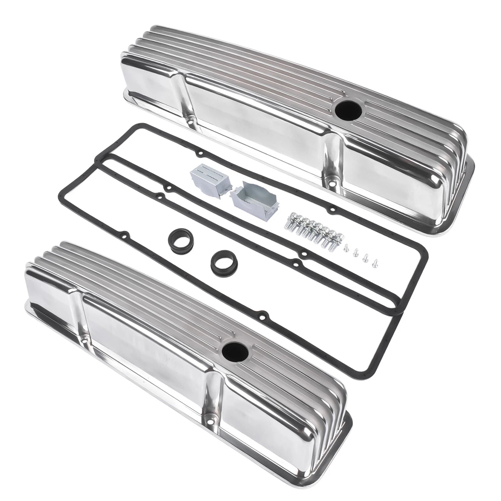 Finned Aluminum Tall Valve Covers for Chevrolet Small Block (283–400)