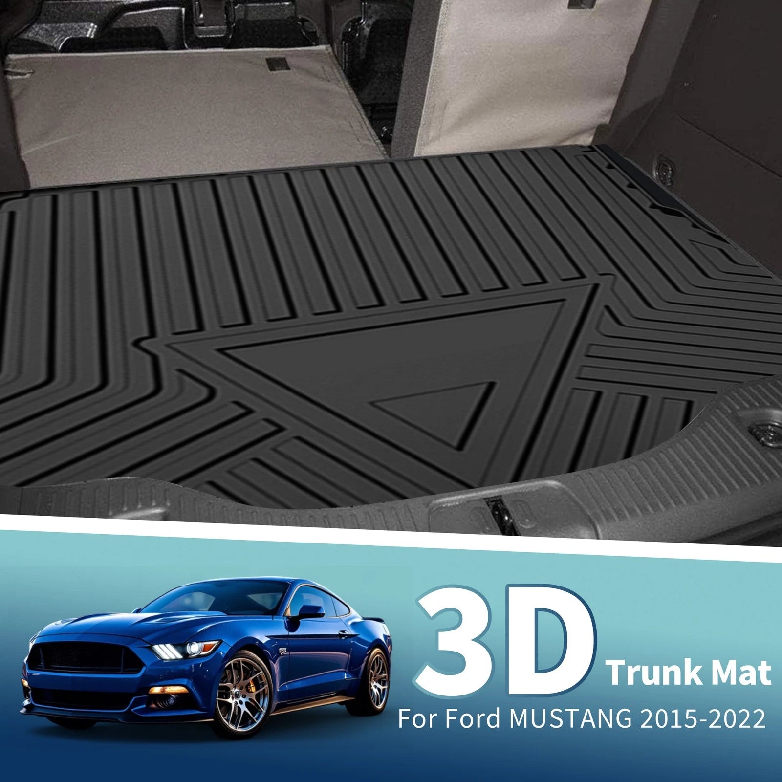 Flat Face Cargo Liner Rear Trunk Mat for Ford Mustang (2015–2022) TPE