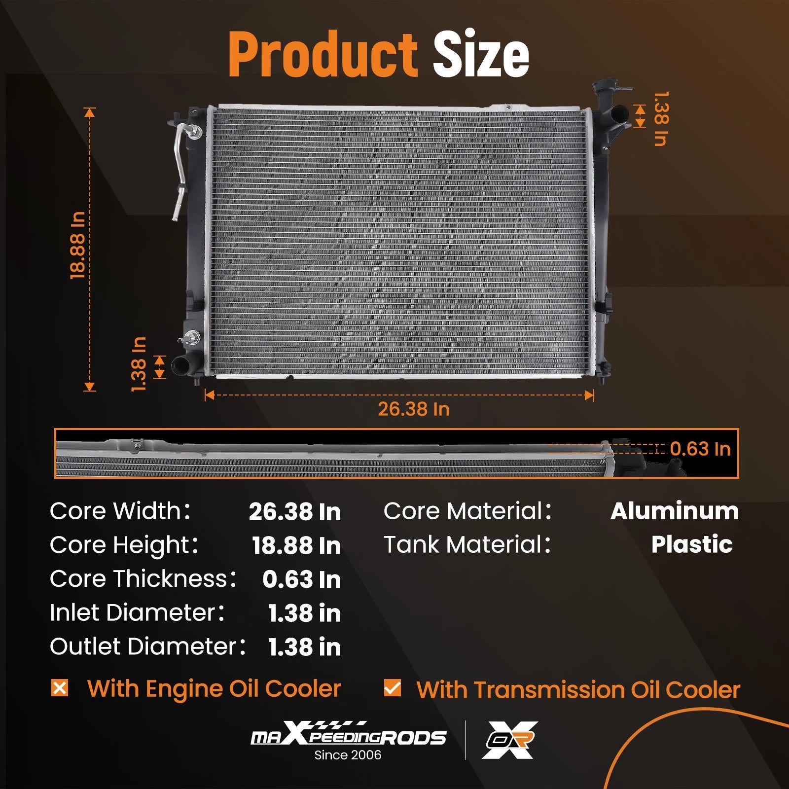 Cooling Radiator for Hyundai Santa Fe Sport/XL (2013–2019)