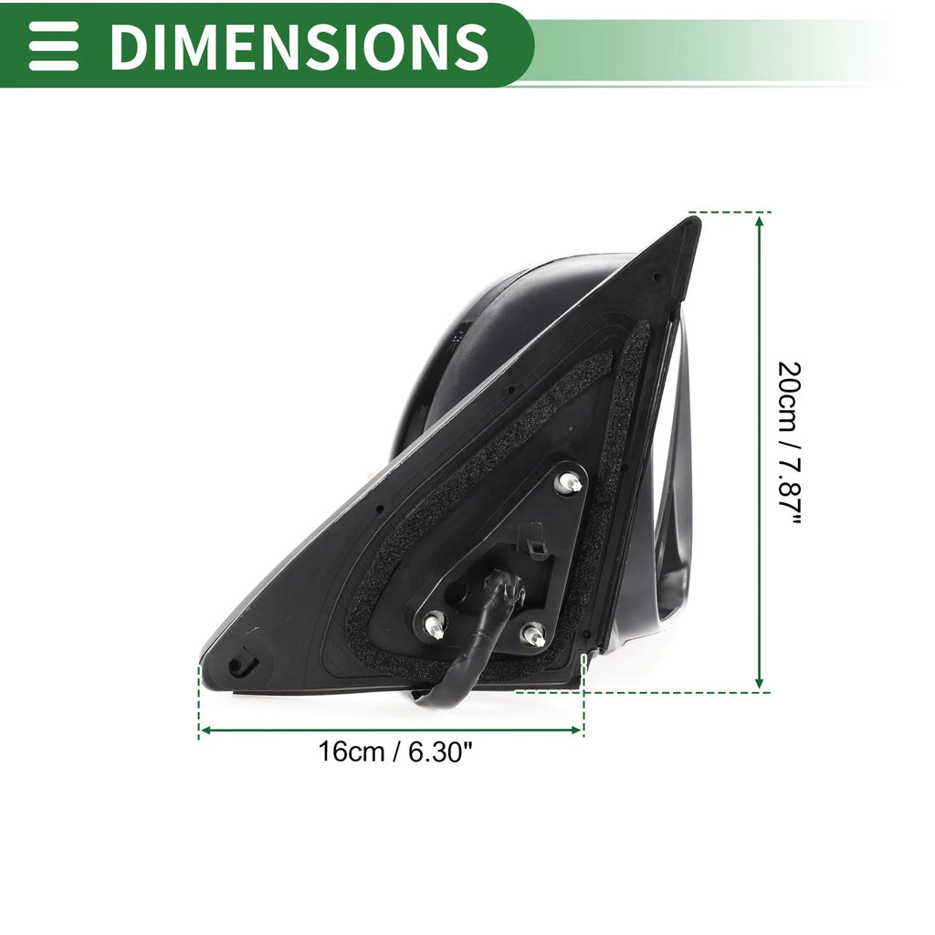 Right Side Door Mirror for Toyota Highlander (2008–2013) Manual Folding Gloss Black