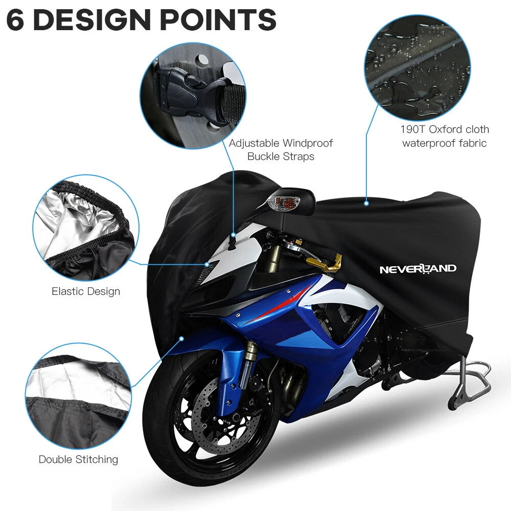 Motorcycle Cover for M-5XL (Waterproof, Outdoor, UV Protection)