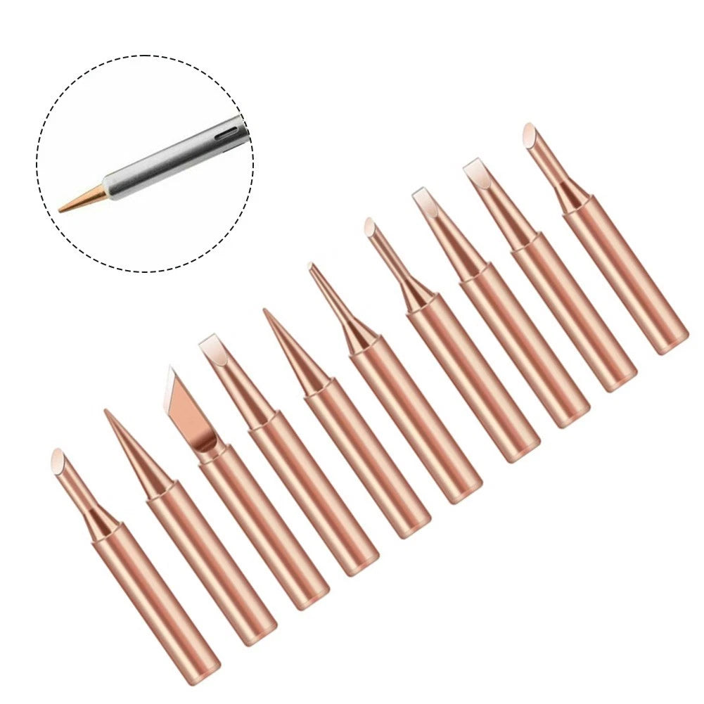 Set of 10 Copper Soldering Iron Tips for 900MT Soldering Station