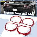 Set of 4 Red Headlight Cover Trim Rings for Dodge Challenger (2015–2021)