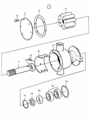 Sea Water Pump Repair Kit with Coupler for Volvo Penta (3583115, 10-24524-02)