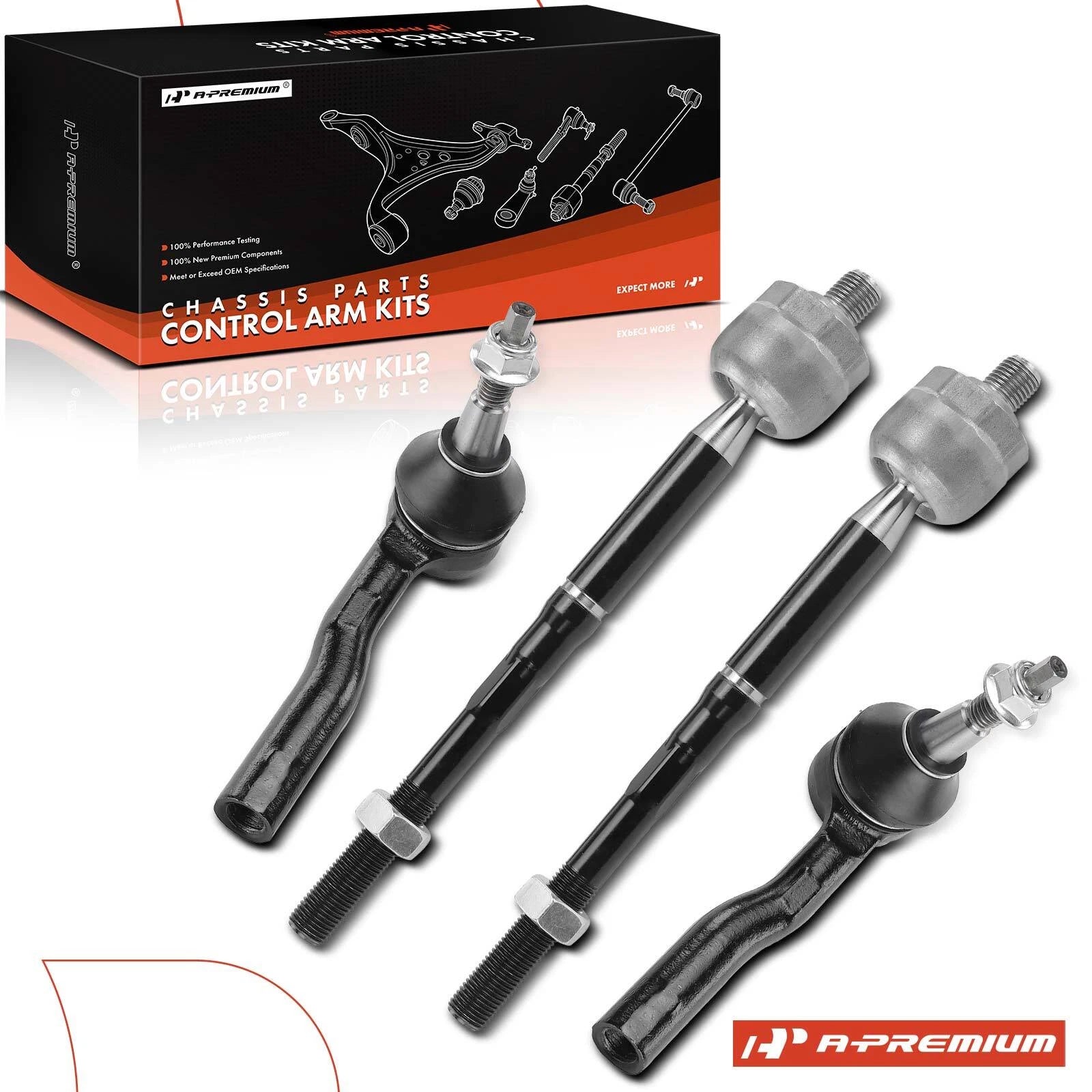 Set of 4 Front Inner Outer Tie Rods for Chevy Cruze Volt (2016–2019)