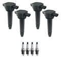 Set of 4 Ignition Coils & Spark Plugs for Dodge Caliber Patriot (2007–2017)