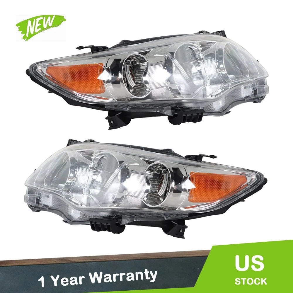 Set of 2 Projector Headlights Chrome for Toyota Corolla (2011–2013)
