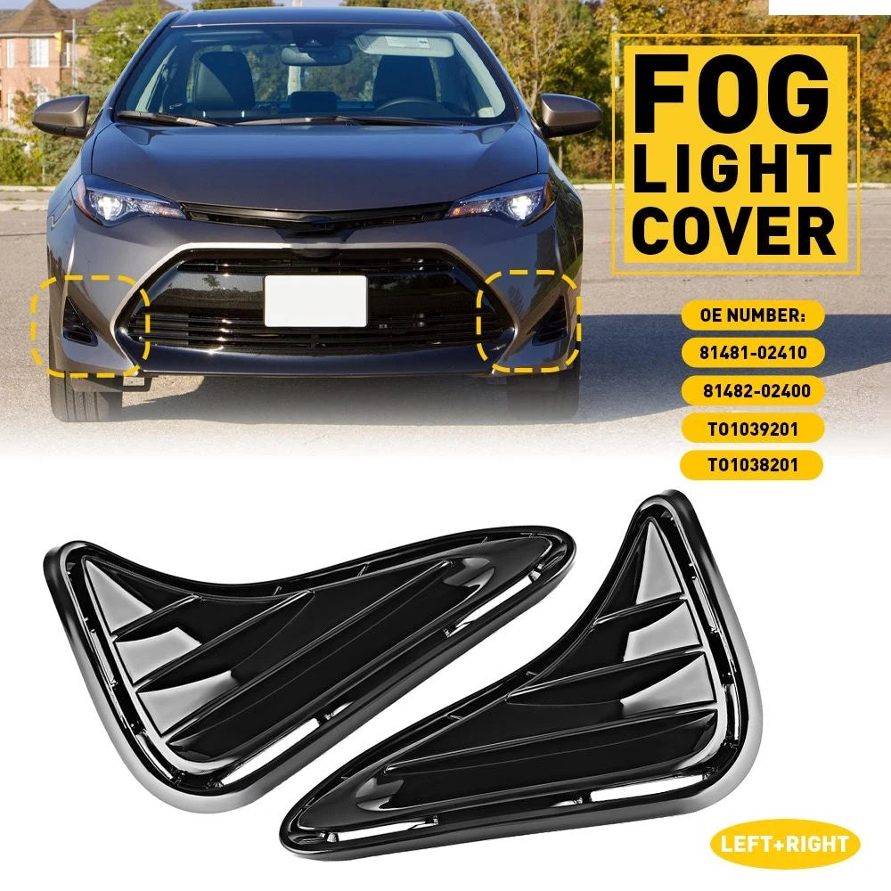 Set of 2 Black Fog Light Covers for Toyota Corolla LE XLE CE (2017–2019)