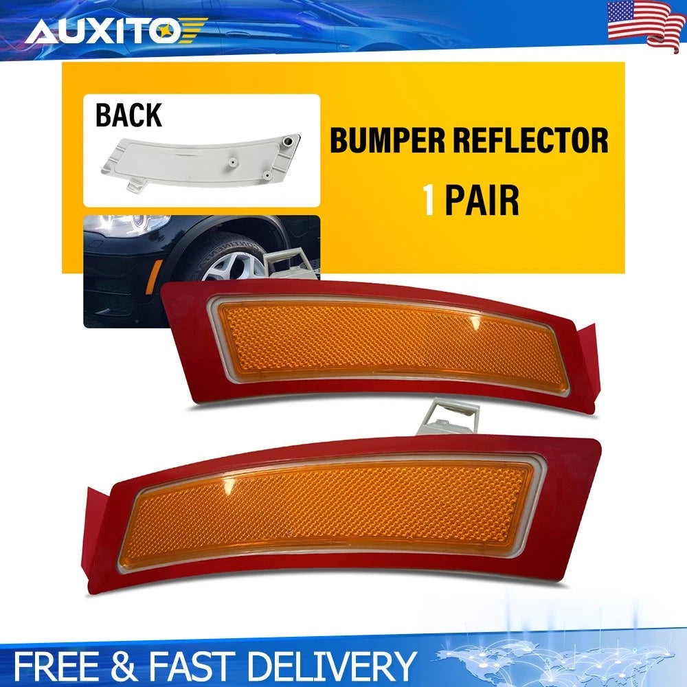 Pair Amber Front Bumper Side Reflector Lights for BMW X5 E70 LCI (2011–2013)
