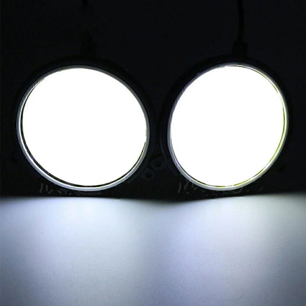 Round COB White LED Daytime Running Lights for Car DRL Lamp
