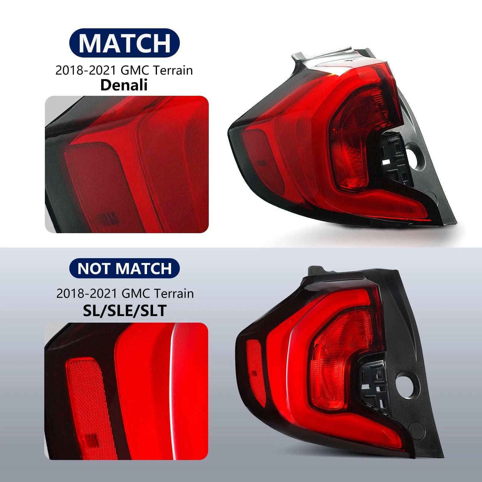 Outer Driver Tail Light LH for GMC Terrain Denali (2018–2021)