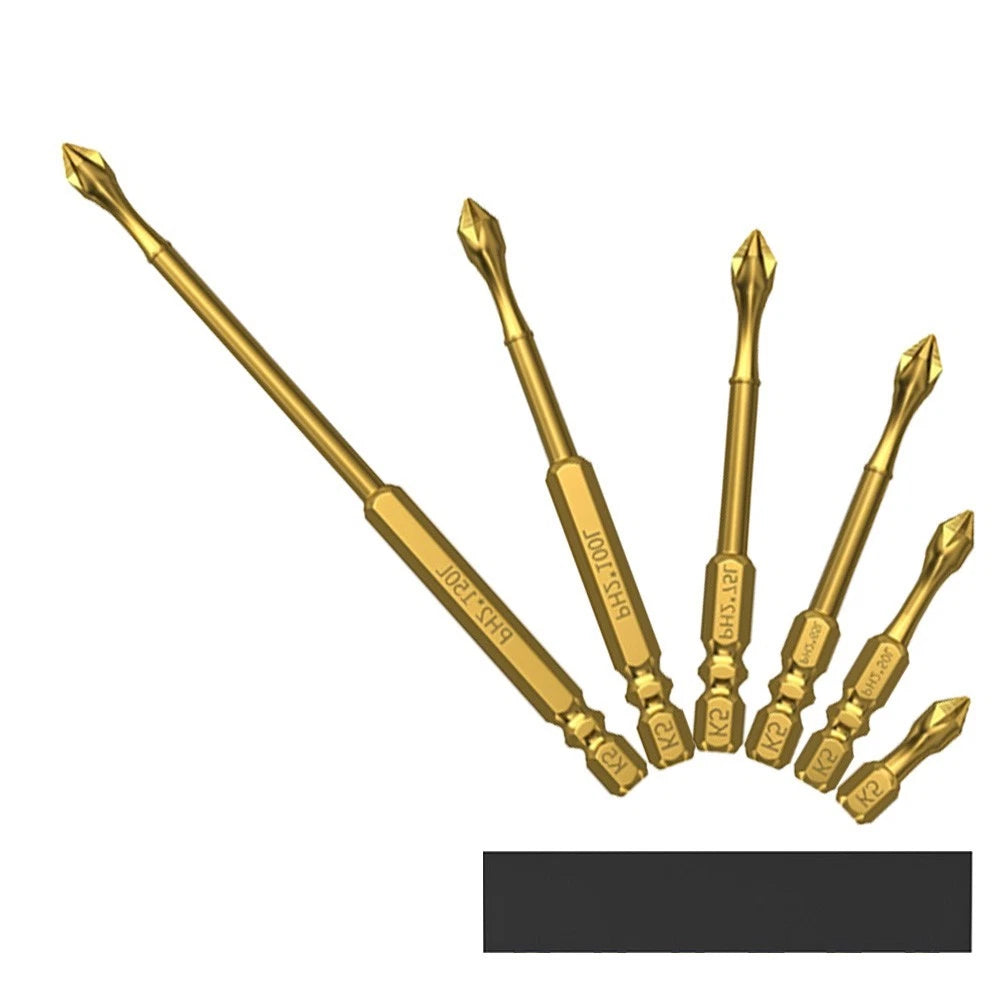 Set of 6 PH2 Magnetic Screwdriver Bits for Impact Drill (25mm, 150mm)