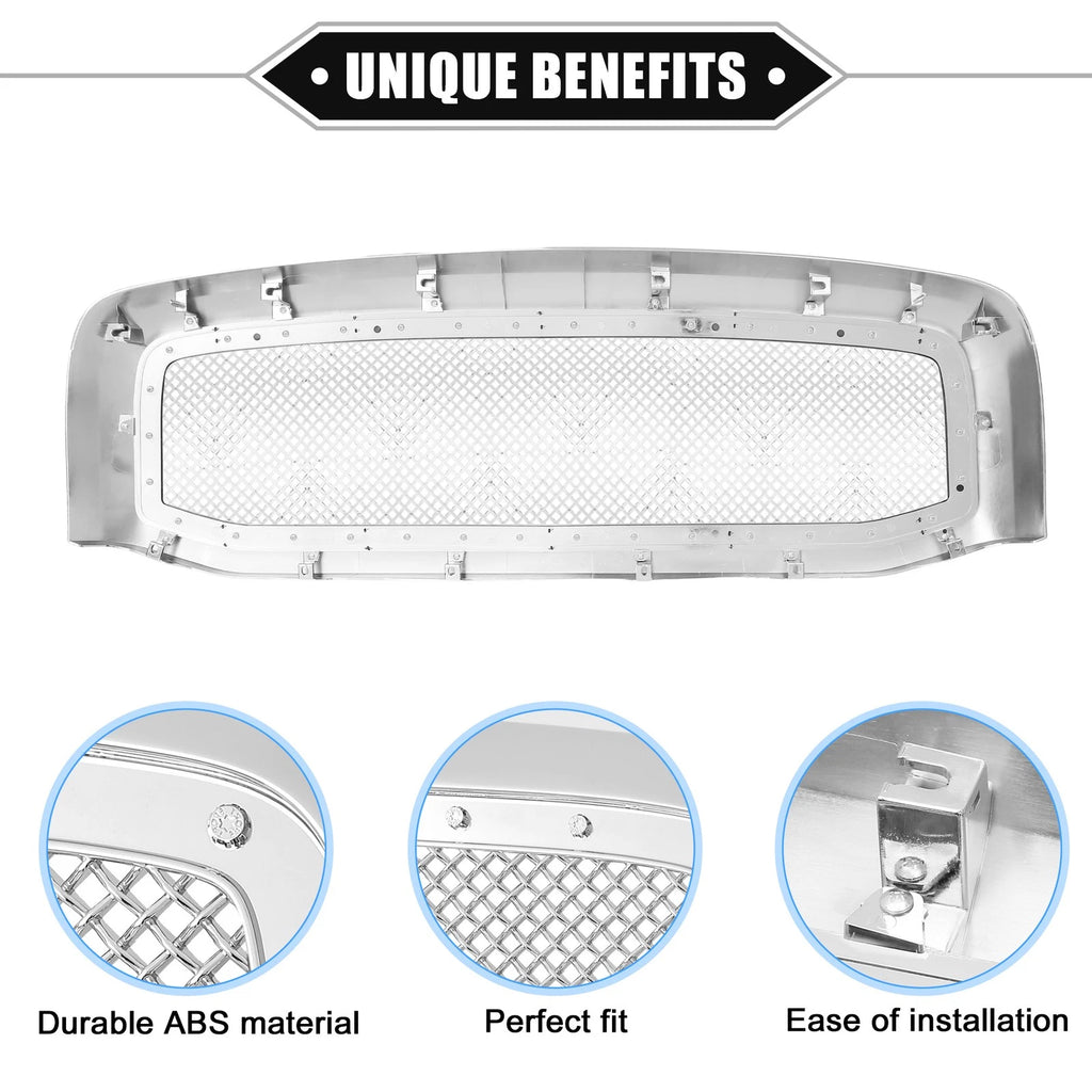 Front Grille Assembly with Rivet for Dodge Ram 3500  Chrome