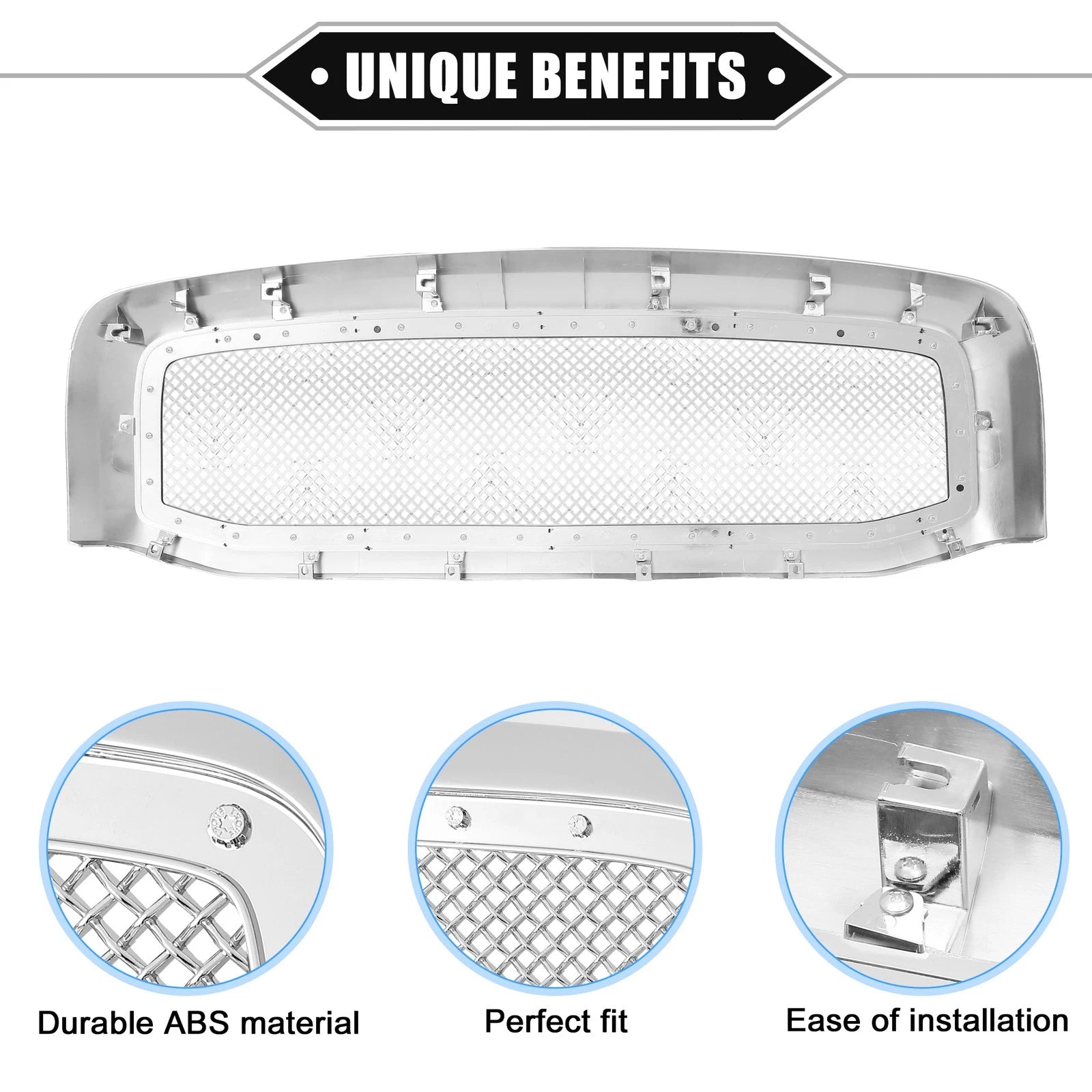 Front Grille Assembly with Rivet for Dodge Ram 3500  Chrome