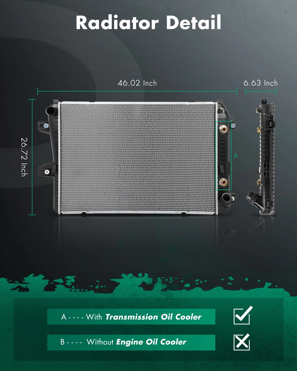 CU2857 Aluminum Radiator for Chevrolet Silverado GMC Sierra 2500 3500 (2007–2010)