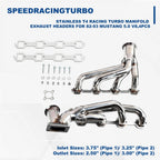 Set of 4 Stainless T4 Racing Turbo Exhaust Headers for Mustang 5.0 V8 (1982–1993)
