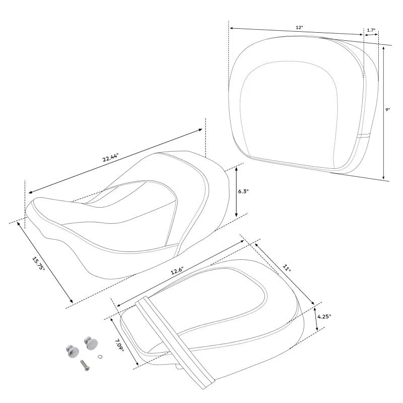Driver Passenger Seat with Backrest Pad for Harley CVO Road Street Glide (2009–2023)