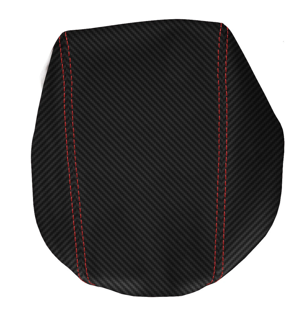 Console Lid Armrest Cover for Subaru Impreza (2000–2007) Carbon Fiber Red Stitch