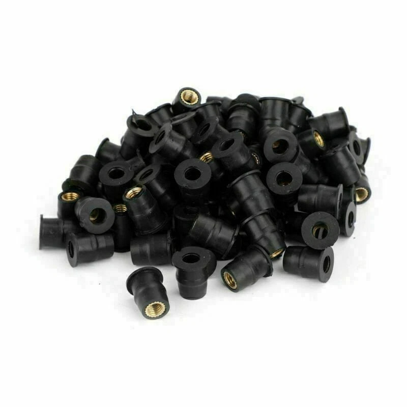 Set of 100 Rubber Well Nuts for Windscreen & Fairing 10-32 M5 3/8"