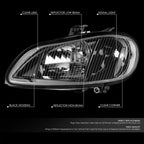 Headlight Assembly for Freightliner M2 106 112 (2003–2018) Black Housing Clear Lens