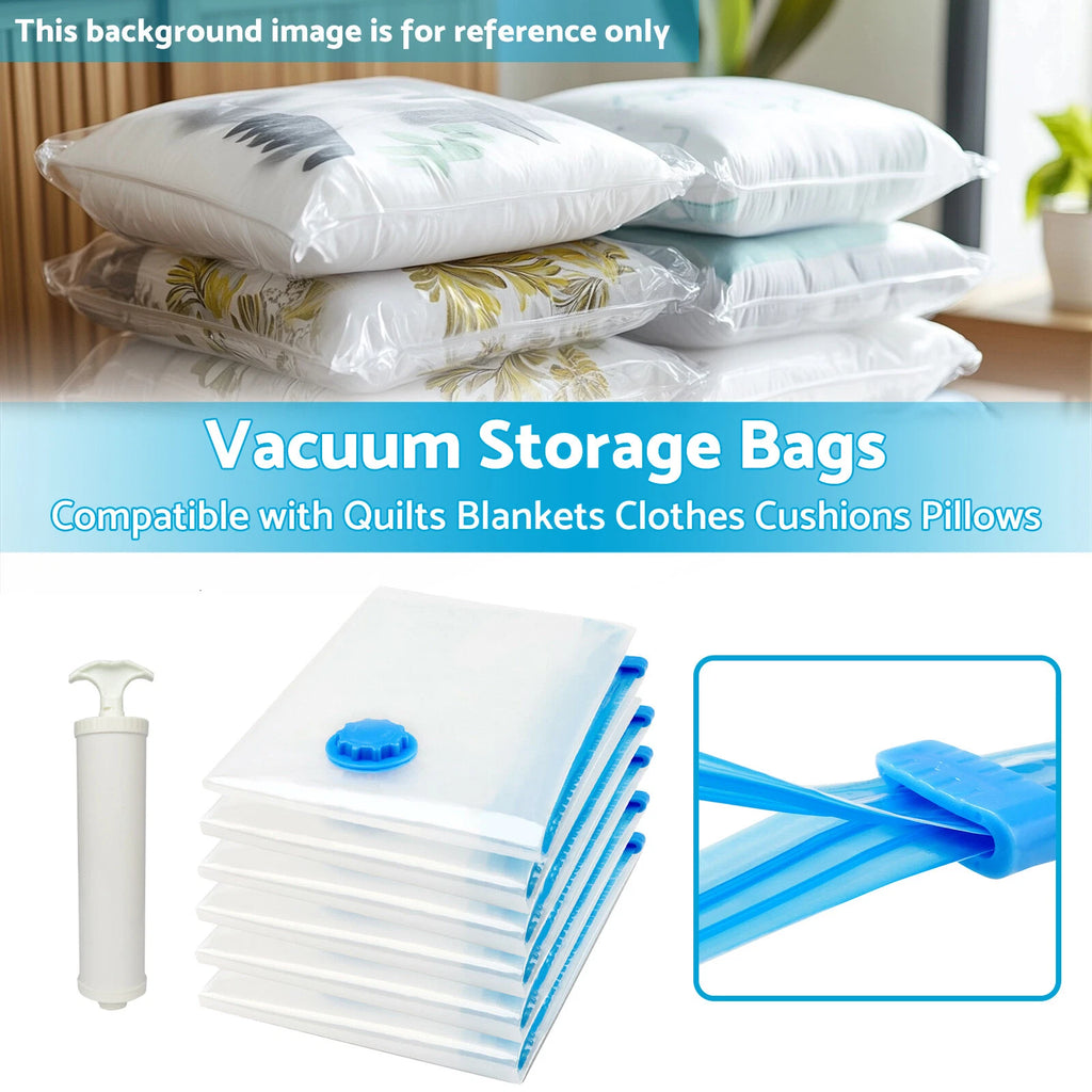 Set of 4 Vacuum Storage Bags for Clothes Quilts Pillows Cushions