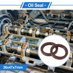 2X Oil Seal Rotary Shaft Seal for Various Models (36x47x7mm) FKM Rubber