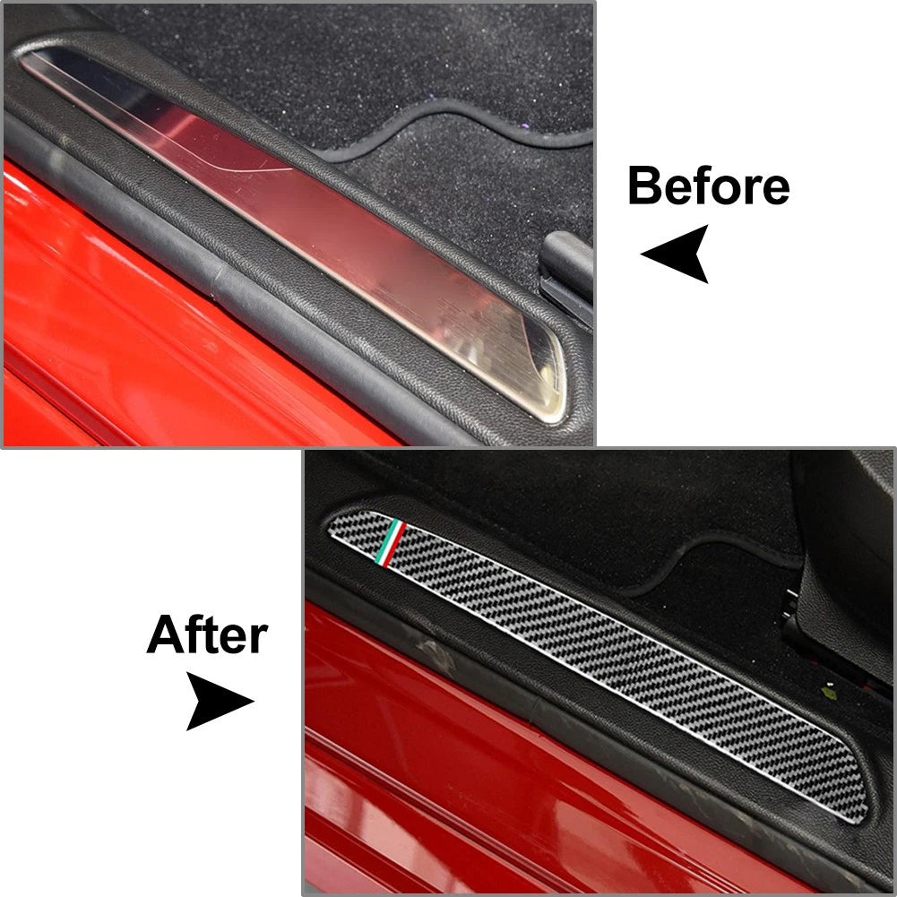 2X Door Sill Scuff Guard Plate Cover Trim for Alfa Romeo Giulia (2015–2019)