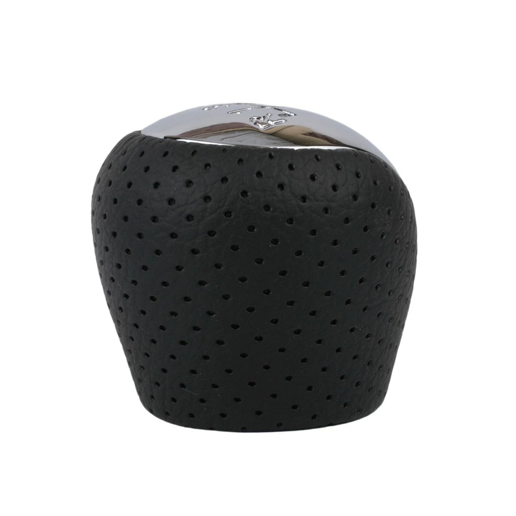 1x Perforated PU Leather Gear Knob Chrome 6-Speed for Hyundai I30 IX35 Black