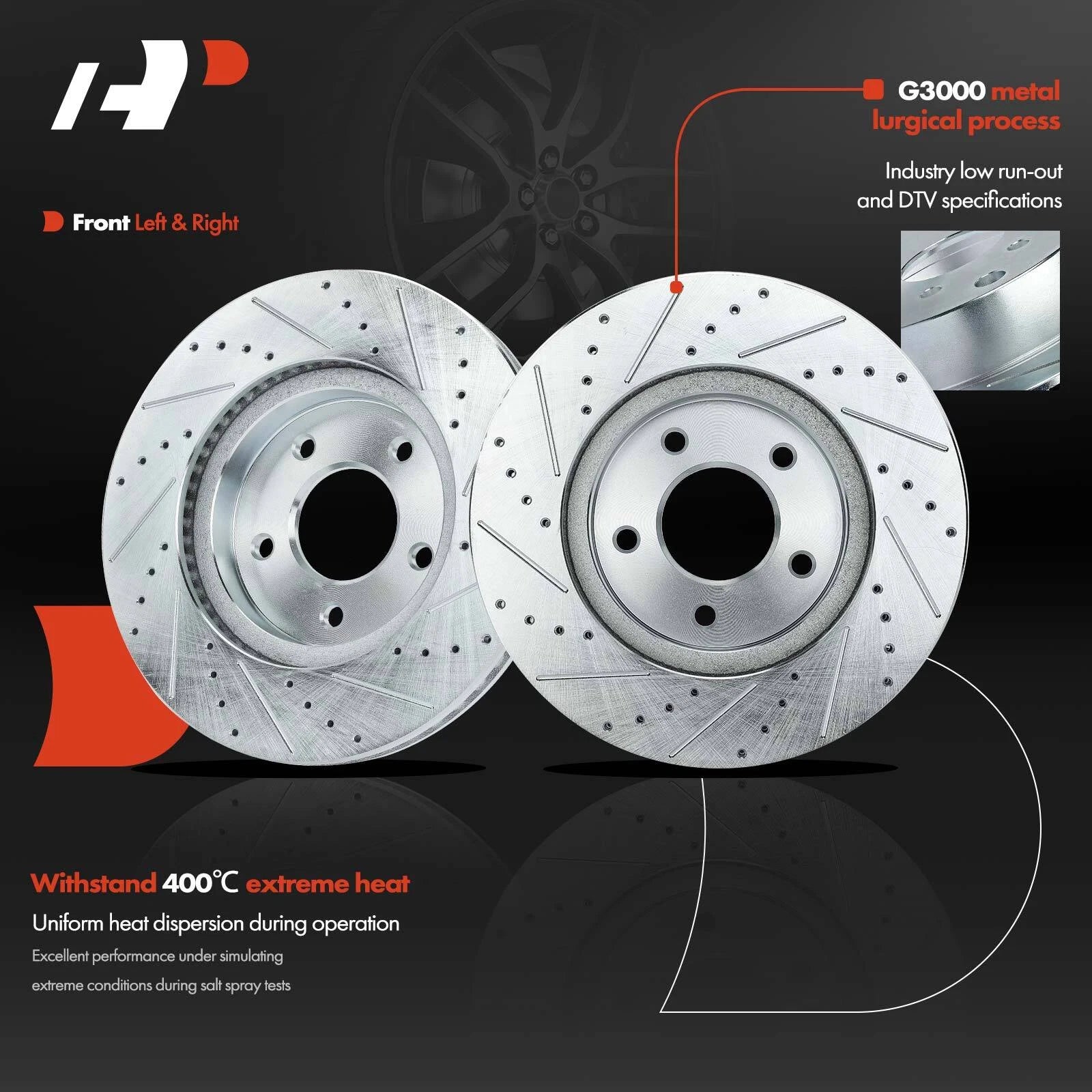 Front Drilled Brake Rotors & Ceramic Pads for Chevrolet Pontiac Saturn