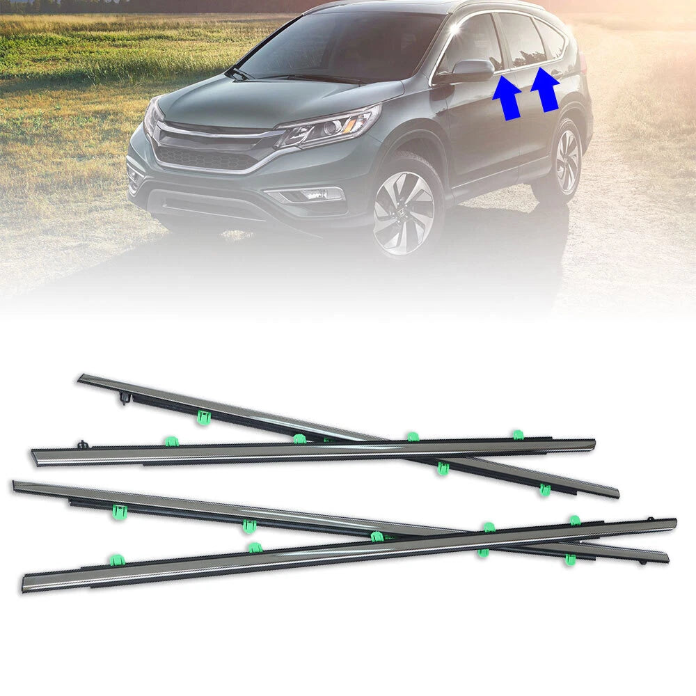 Set of 4 Outer Chrome Window Weatherstrip Belts for Honda CR-V (2012–2016)