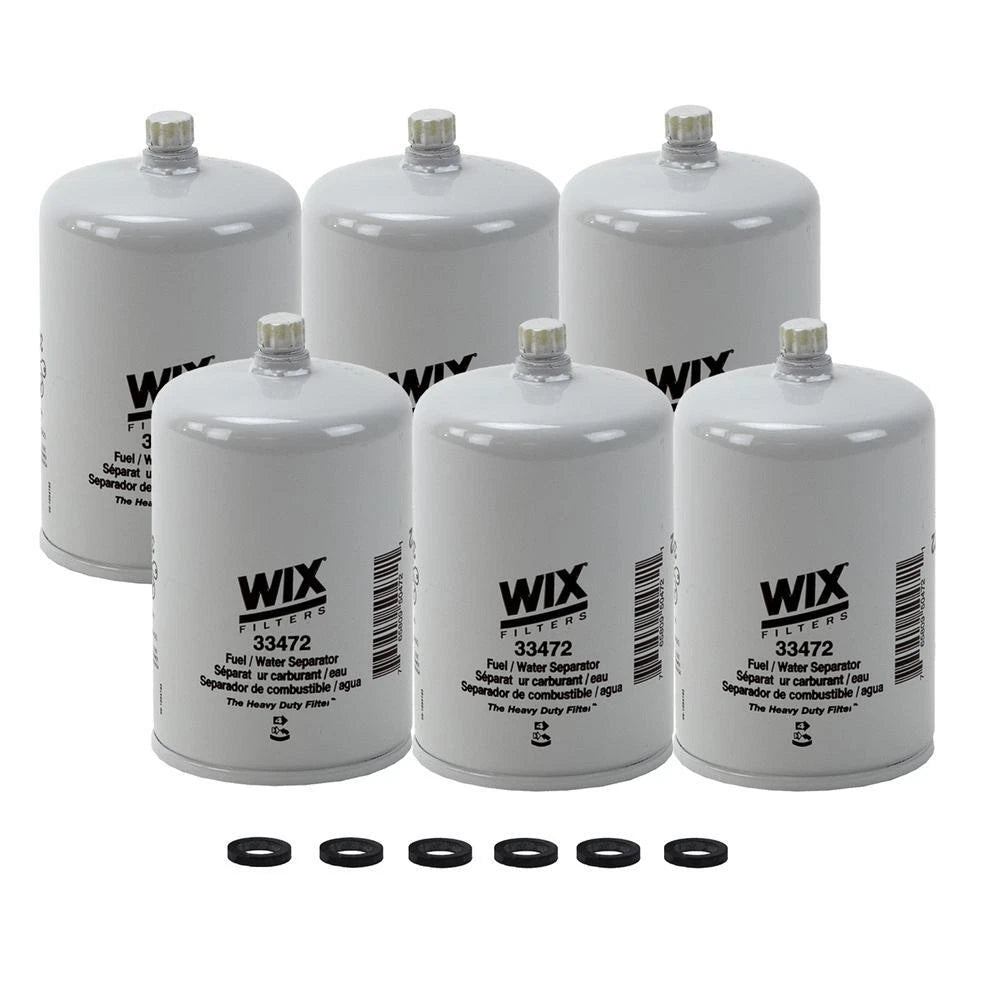 Set of 6 Wix 33472 Fuel Water Separator Filters for Heavy Duty Applications