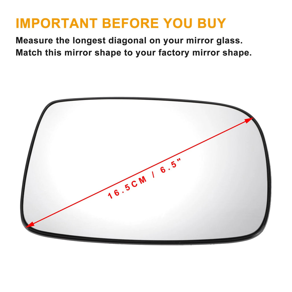 Right Side White Mirror Glass for Toyota Yaris (1999–2003)