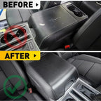 Leather Center Console Lid Armrest Cover for Ford F150 (2015–2020) Carbon Fiber