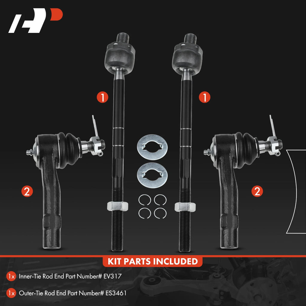 Set of 4 Inner & Outer Tie Rods for Ford Explorer Ranger (1998–2001)