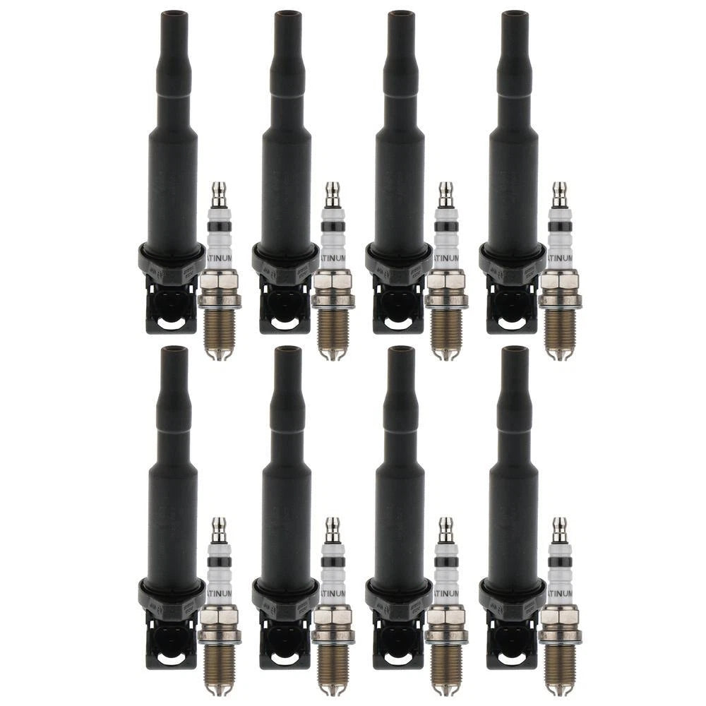 Set of 8 Ignition Coils & Platinum Spark Plugs for BMW N62 V8 (2001–2010)
