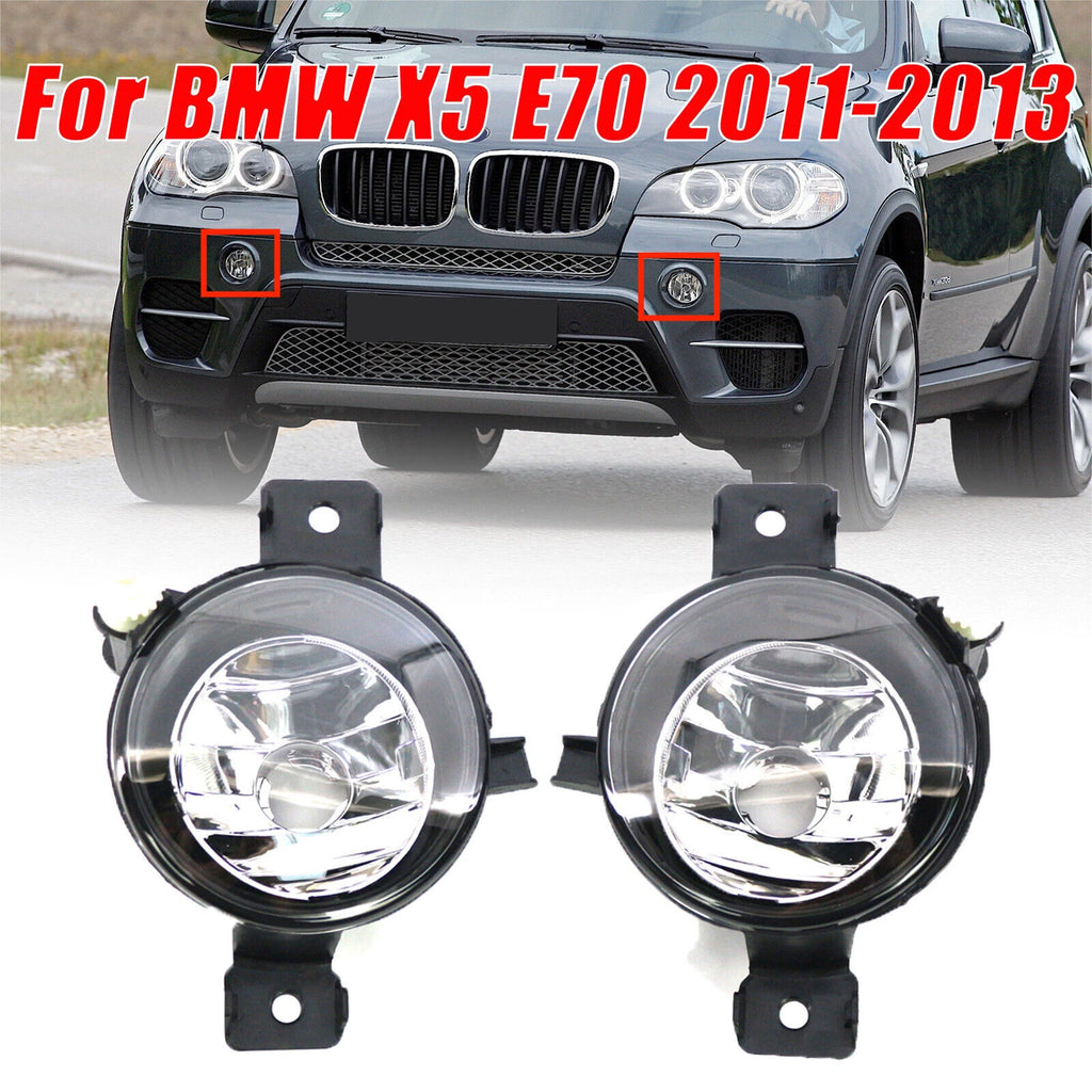 Set of 2 Front Bumper Fog Light Lamp Lens Housing for BMW X5 E70 (2011–2013)