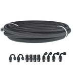 Hose Kit with 10 Fittings for E85 Fuel Line (20FT, 8AN, Nylon, Black)
