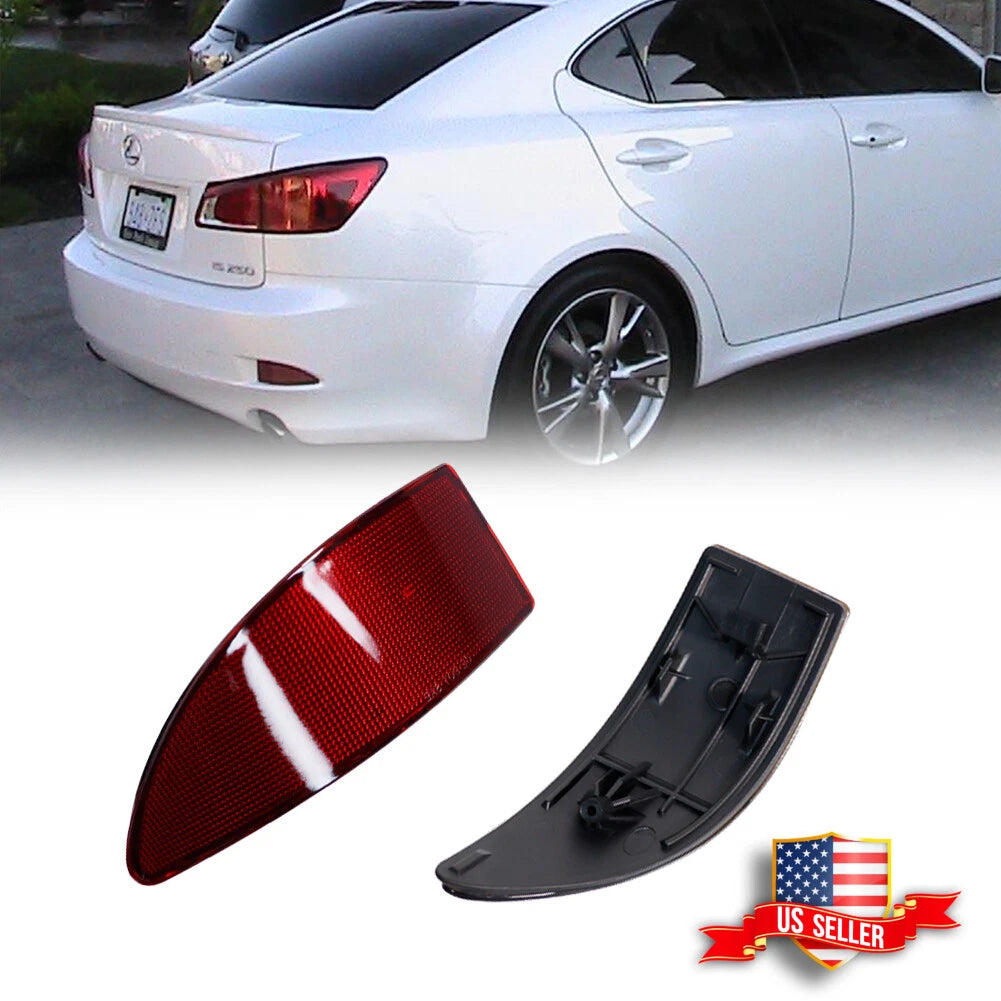Set of 2 Red Lens Rear Bumper Reflectors for Lexus IS (2006–2013)