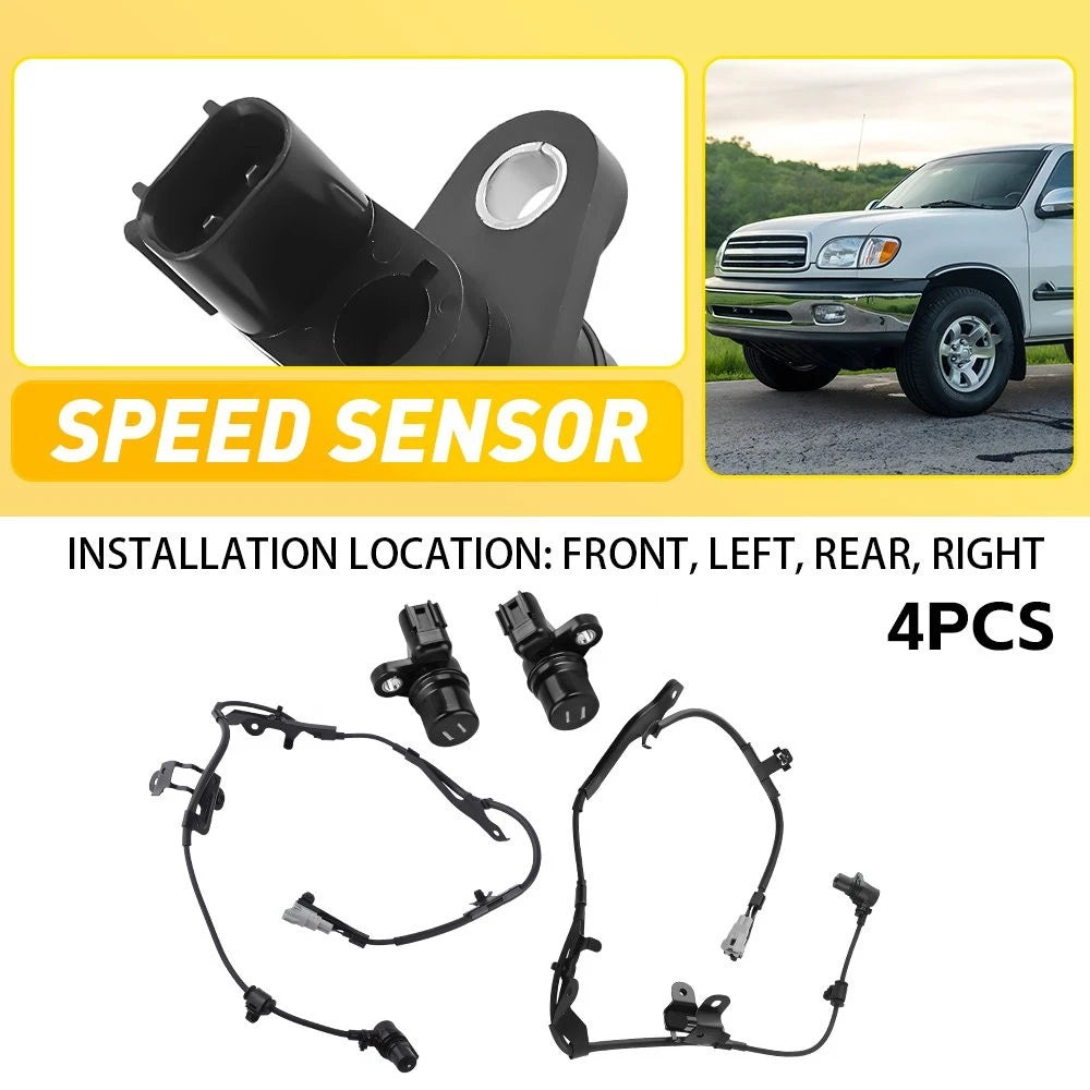 Set of 4 ABS Wheel Speed Sensors for Toyota Sequoia (2001–2007) Tundra (2000–2006)