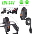 Dual USB Fast Charger Adapter for Motorcycle (12V-24V) - QC 3.0 Type-C