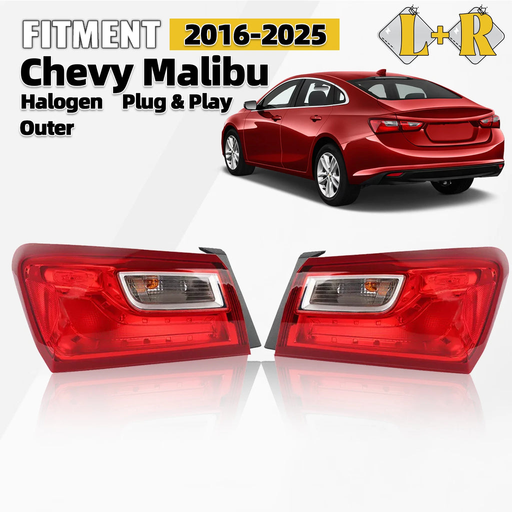 Halogen Outer Tail Light Pair for Chevy Malibu (2016–2025)